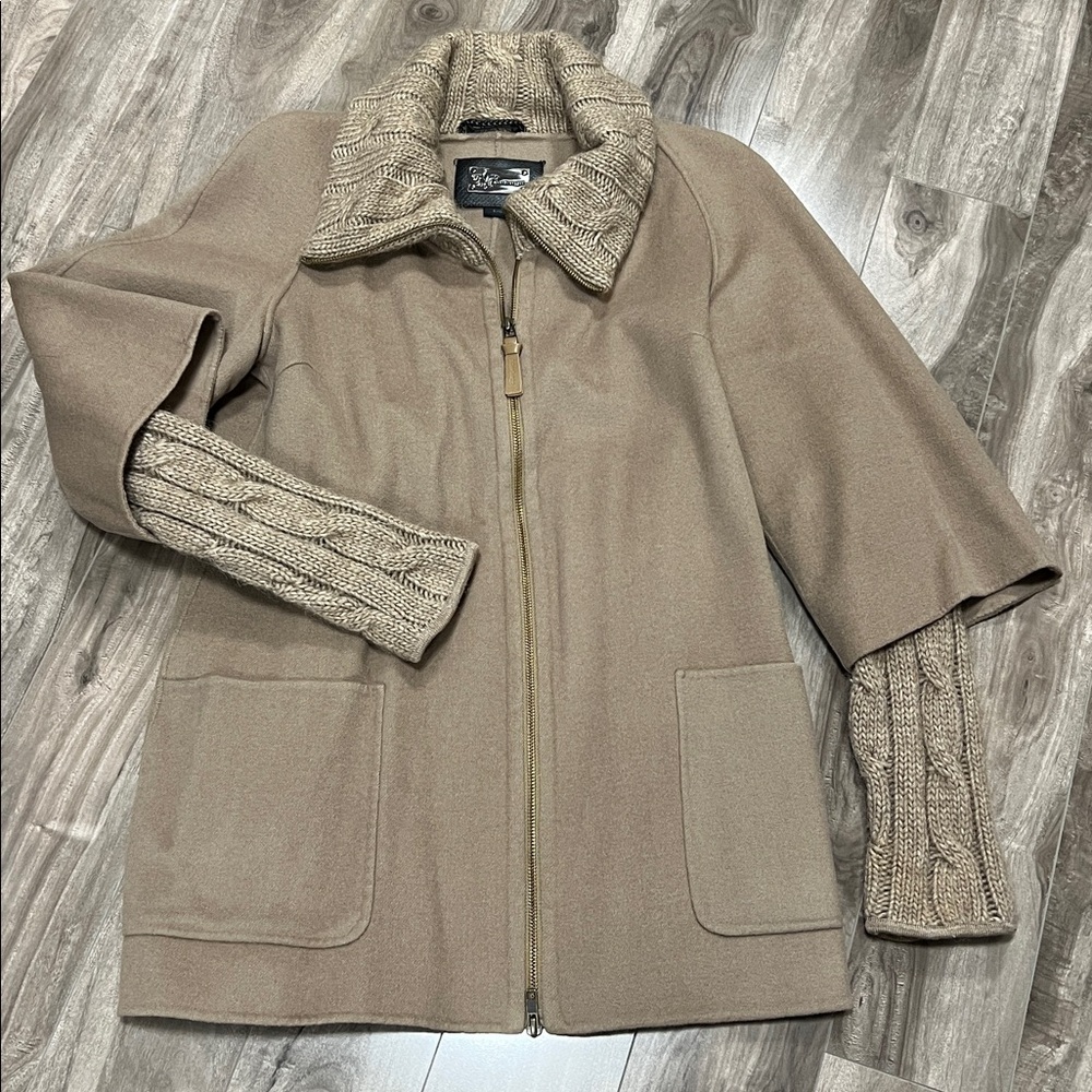 🔥🔥MACKAGE Cable-Knit-Collar Coat - Size: LRG/Color: SAND